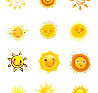 简约黄色阳光手绘卡通太阳公公太阳元素