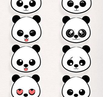 矢量素材卡通熊猫元素装饰表情包图案集合