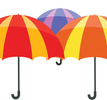 秋天雨季彩虹雨伞装饰图案