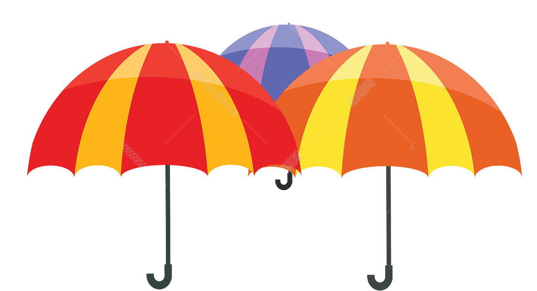 秋天雨季彩虹雨伞装饰图案.png