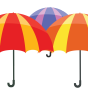 秋天雨季彩虹雨伞装饰图案.png