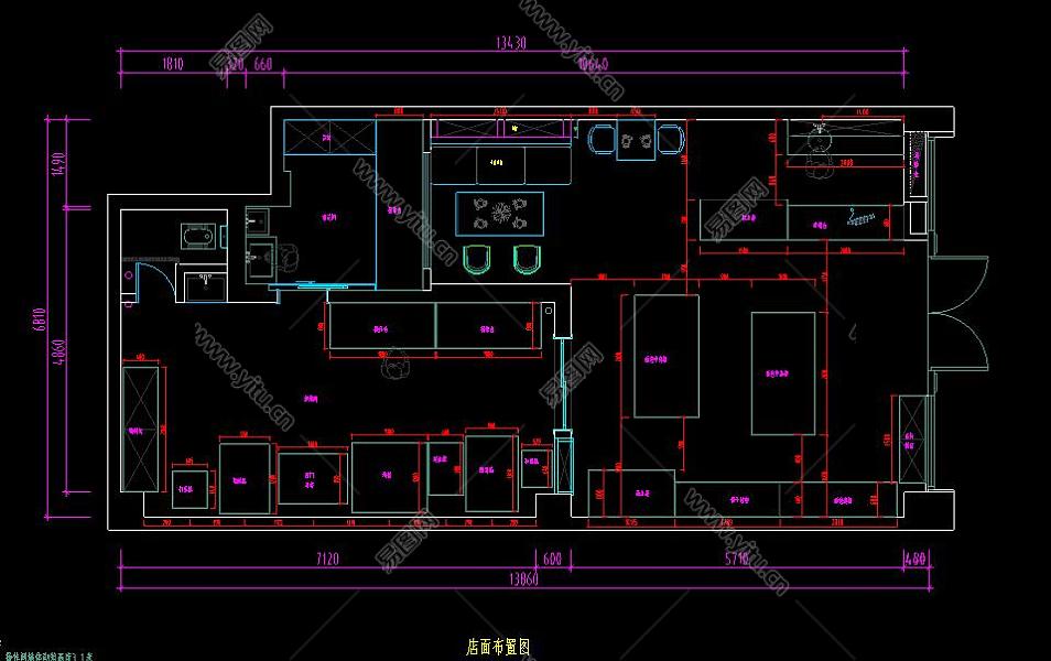 蛋糕店烘焙店cad施工图蛋糕店cad设计图纸下载