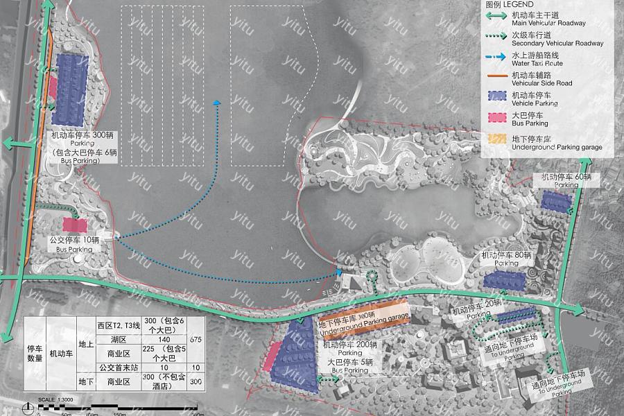 人文环湖森林公园景观设计方案 功能分布图