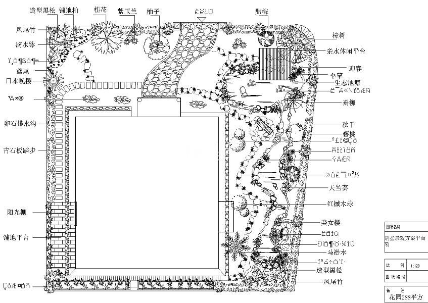 私家别墅庭院景观cad平面图