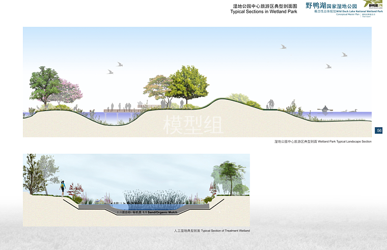 堤岸加固,案例分析,道路分析系统剖面示意,景观设计等,公园内部设有