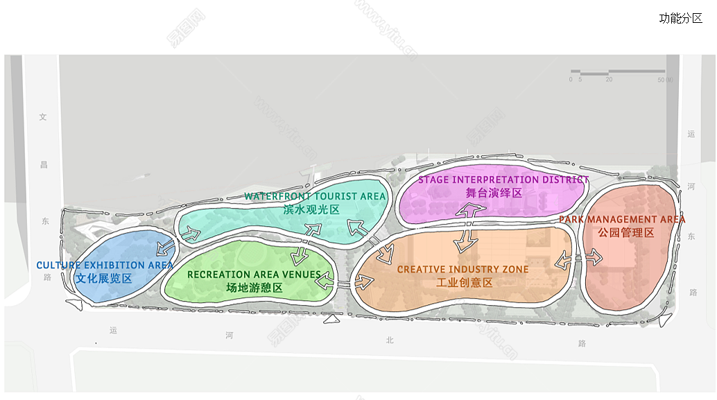 运河公园景观效果图,公园景观设计案例