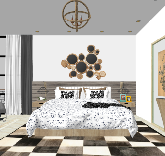 现代北欧风格卧室sketchup模型，卧室skb文件下载