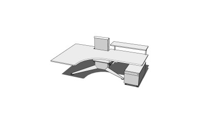   简约办公桌草图大师模型，办公桌sketchup模型下载