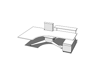   简约办公桌草图大师模型，办公桌sketchup模型下载