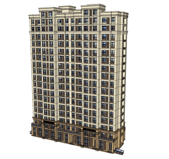 欧式高层住宅楼sketchup模型下载，住宅楼草图大师模型