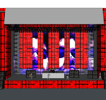 现代镜框式舞台草图大师模型，舞台skb模型分享