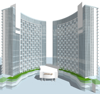 现代高层办公楼草图大师模型，高层办公楼sketchup模型免费下载