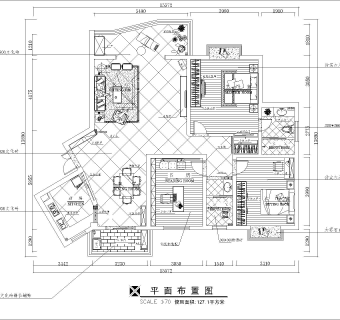 现代三室两厅CAD装修图含效果图套图，三室两厅CAD建筑图纸下载