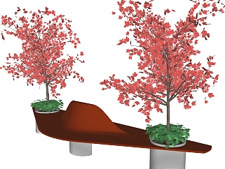 <em>创意</em>三角座椅sketchup模型，景观小品植物skp文件下载