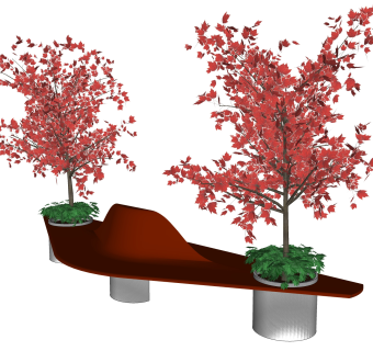 创意三角座椅sketchup模型，景观小品植物skp文件下载