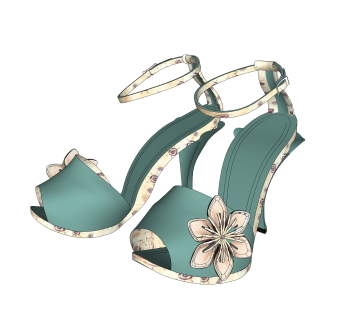 现代花朵高跟鞋草图大师模型,服装店衣架su模型下载