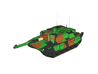 现代勒克莱尔<em>主战坦克</em>草图大师模型，坦克su模型下载