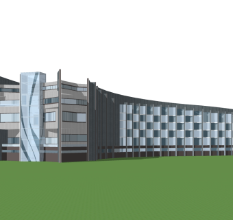 现代办公楼外观草图大师模型，办公楼外观sketchup模型免费下载