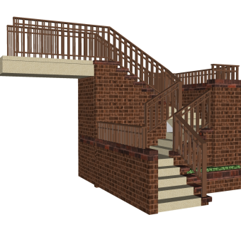 现代户外楼梯草图大师模型，户外楼梯sketchup模型免费下载