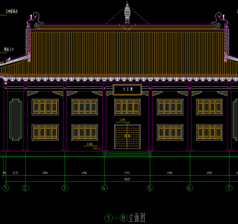 洗心禅寺天王殿施工图，寺庙CAD建筑图纸下载