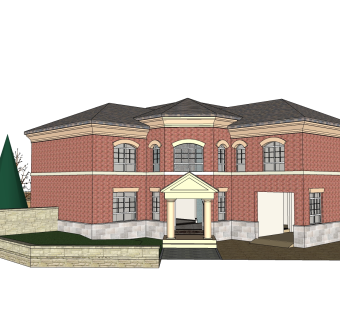 欧式别墅SU模型，别墅SKP模型下载