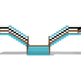 现代双分式平行楼梯草图大师模型，双分式平行楼梯sketchup模型免费下载
