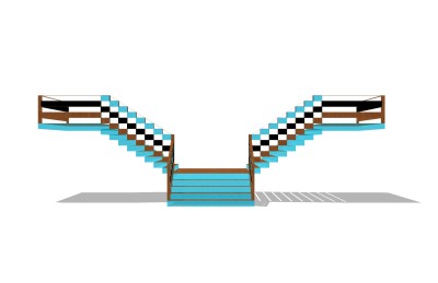 现代双分式平行楼梯草图大师模型，双分式平行楼梯sketchup模型免费下载