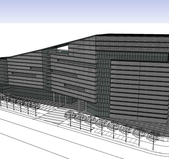 现代写字楼免费su模型、写字楼草图大师模型