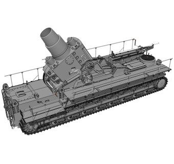 德国karl卡尔600毫米重型臼炮草图大师模型，大炮SU模型下载