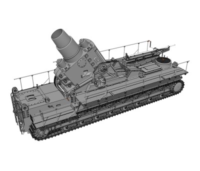 德国karl卡尔600毫米重型臼炮草图大师模型，大炮SU模型下载