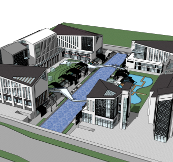 现代高层办公楼草图大师模型，高层办公楼sketchup模型免费下载