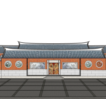 中式闽南建筑草图大师模型下载、闽南建筑su模型下载