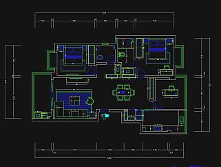 现代客厅施工图，家装CAD设计图纸下载