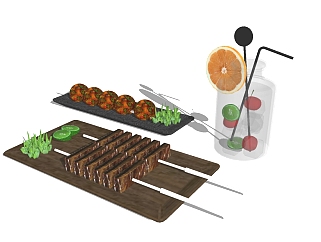 现代<em>烤肉</em>饮料草图大师模型，食品sketchup模型下载