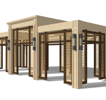 欧式大理石造型廊架草图大师模型，大理石造型廊架sketchup模型下载