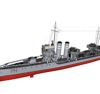 现代驱逐舰草图大师模型，驱逐舰sketchup模型下载