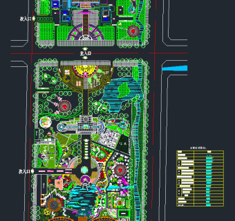 广场景观绿化设计CAD平面图，广场景观绿化CAD图纸下载