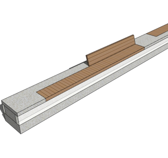 条形椅skb模型分享，户外长椅sketchup模型免费下载