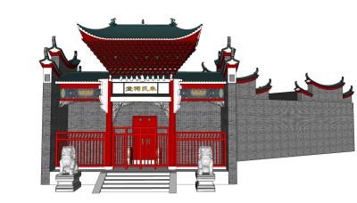 中式祠堂免费su模型 下载、祠堂草图大师模型下载