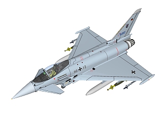 英德意<em>西</em>EF2000台风战斗机草图大师模型，战斗机SU模型...