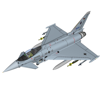 英德意西EF2000台风战斗机草图大师模型，战斗机SU模型下载