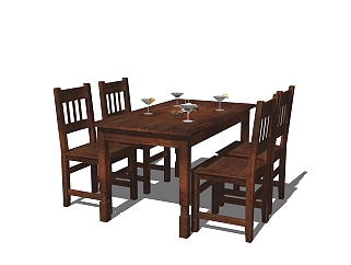 现代实木餐桌<em>椅</em>su模型，实木餐桌<em>椅</em>草图大师模型下载