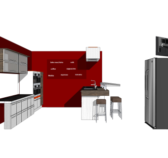 现代岛型橱柜su免费模型，厨房柜草图大师模型下载