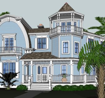 欧式别墅外观草图大师模型，SU模型免费下载