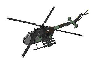 <em>德国</em>BO-105武装直升机草图大师模型，直升机SU模型下载
