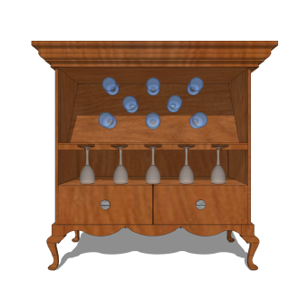 现代酒柜草图大师模型，酒柜su模型下载