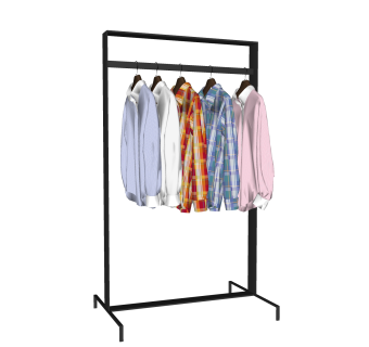 室内衣物服饰挂衣架草图大师模型,服装店衣架su模型下载