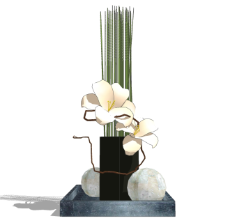  现代花瓶摆件草图大师模型，花瓶摆件sketchup模型下载