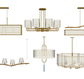 新中式吊灯su组合模型，吊灯sketchup模型下载