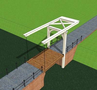 吊桥草图大师模型设计下载，sketchup吊桥su模型分享